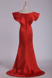 2024 Sheath Evening Dresses Off The Shoulde Satin P1NZTHE8