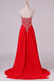 2024 Prom Dress Sweetheart A Line Floor Length With Beads P796MGXP