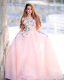 Princess Ball Gown Sweetheart Pink One Shoulder Prom Dresses, Quinceanera Dresses STI15296