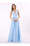 Prom Dresses V Neck A Line Chiffon Floor Length P178NSRS