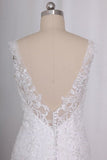 2024 Wedding Dresses V Neck Open Back Tulle With Applique And PB93GSYR