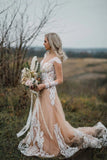 Long Sleeves Boho Wedding Dress With Appliques Mermaid STIP22A7X4E