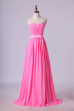 2024 Prom Dresses A Line Floor Length Sweetheart Chiffon Belt Discount PGSKMST9