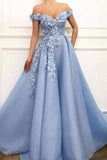 2024 Off The Shoulder A Line Prom Dresses Organza With P36AFN52