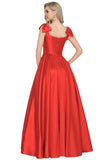 2024 V-Neck Bubble Shoulder A-Line Satin Evening PKJ1LTLG