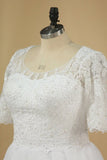 2024 Mid-Length Sleeves Scoop Wedding Dresses A Line With P1PR6F9Q