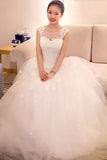 2024 Scoop Wedding Dresses A Line Tulle With Applique PSLSXKEE