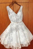 Cute Lace Homecoming Dress A-Line V-Neck Short PZGS41ZF