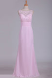 2024 New Arrival Chiffon & Lace Scoop Bridesmaid Dresses Floor PB612BC9