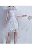 2024 Lace & Tulle Scoop Cap Sleeves Sheath Above Knee Length P42GPY5P