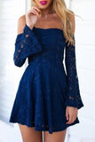 2024 Long Sleeves Cocktail Dresses A Line Lace Zipper PX6C4E7T