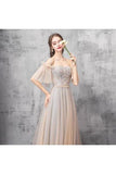 Elegant Off Shoulder Floor Length Tulle Prom Dress PP565GY5