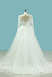 2024 V Neck Sheath Wedding Dresses With Applique Long Sleeves PZLDKTJM