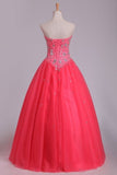 2024 Quinceanera Dresses Ball Gown Sweetheart Floor Length Beaded PCFGEZRY