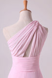 2024 One Shoulder A Line Chiffon Bridesmaid Dresses With Ruffles Pearl PFFPFJLS