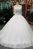 2024 Gorgeous Floor Length Lace Up Wedding Dresses With Appliques And Sequins Middle-Length PMZ9YH83