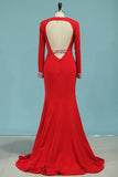 2024 Evening Dresses Long Sleeves Mermaid Satin With Beads PPK4SZ6B