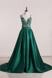 2024 Prom Dresses Spaghetti Straps Satin With PMYPXA3P