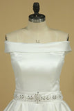 2024 Vintage Wedding Dresses Boat Neck A Line Satin PB4ZJBYQ