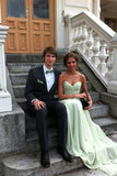 Hot Selling Prom Dresses A Line Floor Length Sweetheart Chiffon Belt Color Sage Discount Price PX2FXA7C