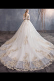 Ball Gown Tulle Wedding Dresses Off The Shoulder Appliques Beads PH5NLR2A