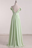 2024 New Arrival Prom Dresses Spaghetti Straps Chiffon With Ruffles PRB16X7K