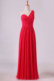 2024 One Shoulder Prom Dresses A Line Chiffon Floor Length With P5YFFX81