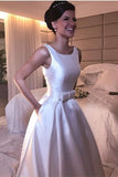 2024 Scoop Wedding Dresses A Line Satin PGLM2T6Y