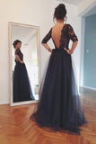 long prom dress black Prom Dress backless prom dress Charming prom dress evening dress