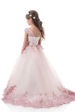 2024 Tulle Flower Girl Dresses Scoop With Applique And Handmade P5YHR1Q5