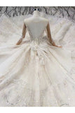 Ball Gown Wedding Dresses Scoop Long Sleeves Top Quality Appliques PM82ZNFH