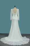 2024 Chiffon Long Sleeves V Neck Wedding Dresses Mermaid PF2RAGZ6