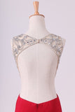 2024 Prom Dresses Scoop Beaded Bodice Spandex With Beading P1HYEK8J