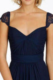 Newest Navy Blue Chiffon Lace Long Prom Dresses P8KD1CRY