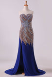 2024 New Arrival Chiffon Prom Dresses Sheath/Column With Beading Court P7NK63GG