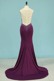 2024 Mermaid Prom Dresses V Neck Spandex With Beads P3L9Q4ZC