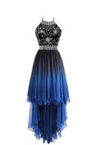 2024 High Low A Line Halter Beaded Bodice Prom PFJPTGXP