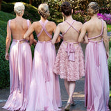 Charming Lilac A-Line V-Neck Floor-Length Convertible Bridesmaid Dresses, Prom Dresses STI15102