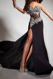 2024 Prom Dresses Mermaid/Trumpet Black Sweetheart Chiffon With PX7R6LQK