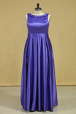 2024 Regency Plus Size A Line Evening Dresses Cowl Neck Floor Length Satin P2TEYB6J