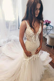 2024 Straps Mermaid Wedding Dresses Tulle With PCY95P6D