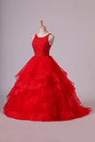 2024 Red Scoop Ball Gown Tulle Floor Length PHN8RBTD