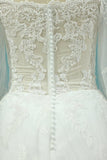 2024 A Line Boat Neck 3/4 Length Sleeves Wedding Dresses Tulle P45EH9TC