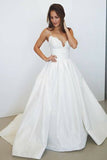 Spaghetti Straps Long Ivroy Lace Satin Wedding Dresses P8YEB89F