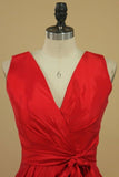 2024 Red Bridesmaid Dresses Cheap Bridesmaid Dresses V Neck PHSPJSRQ