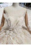 Ball Gown Wedding Dresses Scoop Long Sleeves Top Quality Appliques PM82ZNFH