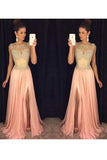 2024 Scoop Beadd Bodice Chiffon Prom Dresses A P72NXCLB