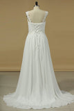 2024 Chiffon Straps A Line Wedding Dresses With Applique And Beads P5KFGAL8