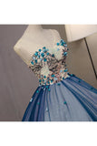 Ball Gown V Neck Sleeveless Appliqued Tulle Prom Dress Hot Quinceanera STIP46YC47P