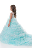 2024 Tulle V Neck With Beading Flower Girl Dresses A Line PRZKR41M